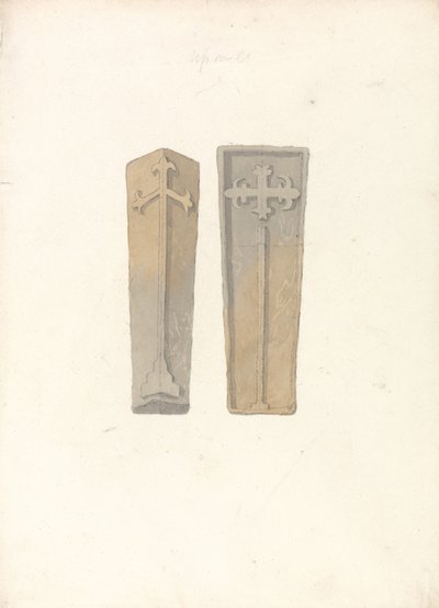 Studier av två kistlock från kyrkor i Norfolk av John Sell Cotman