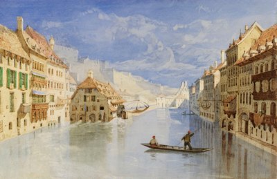 Citadellet ovanför Namur i Belgien, från floden Sambre av John Sell Cotman
