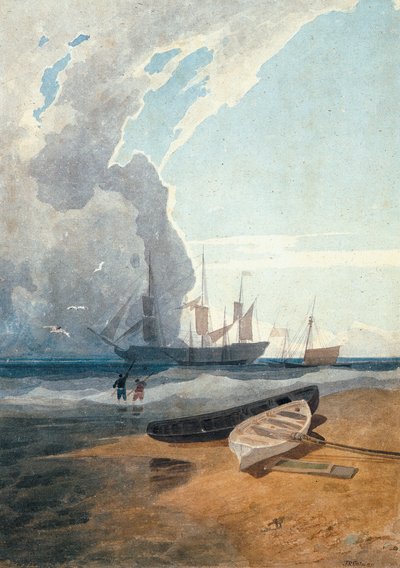 The Mars, Riding at Anchor off Cromer, c.1807 (penna, wc på papper) av John Sell Cotman
