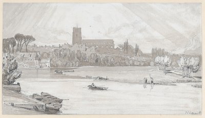 Staden Beccles sedd från bron, Suffolk av John Sell Cotman