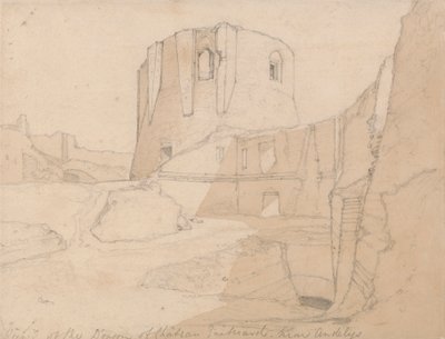 Utsikt över Donjon av Chateau Gaillard, nära Andelys, Normandie av John Sell Cotman
