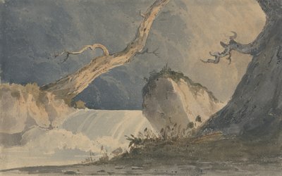 Vattenfall i ett ödsligt landskap (akvarell på papper) av John Sell Cotman