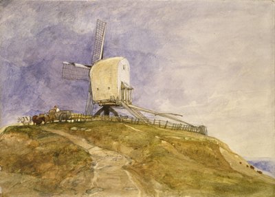 Väderkvarn på en kulle, 1800-talet av John Sell Cotman
