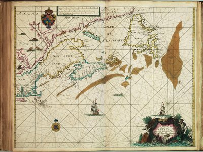 En karta över Amerikas kust från Newfoundland till Cape Cod av John Seller
