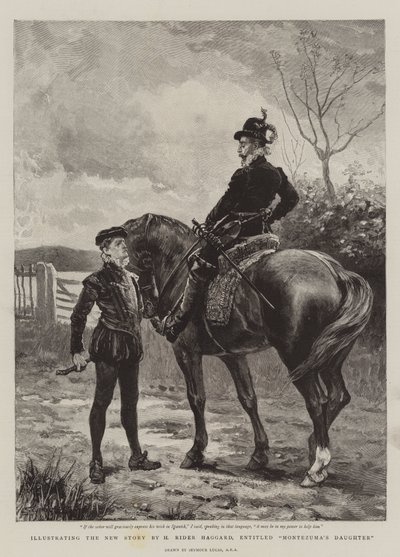Illustration av H Rider Haggards nya berättelse Montezumas dotter av John Seymour Lucas