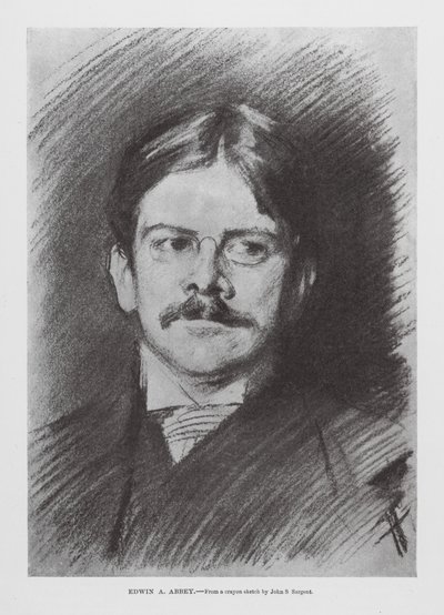 Edwin A Abbey (gravyr) av John Singer (after) Sargent
