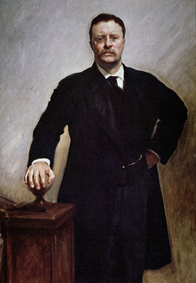 Theodore Roosevelt (färg litho) av John Singer (after) Sargent