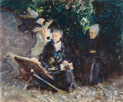 In the Generalife, 1912 (wc, vaxkrita och grafit på vitt vävt papper) av John Singer Sargent