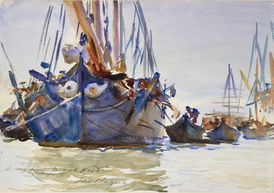 Italienska segelfartyg vid ankare, c1904-1907 av John Singer Sargent
