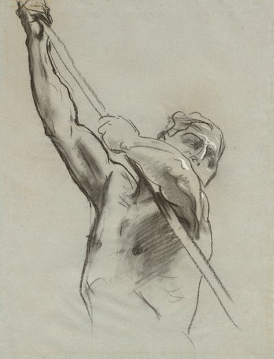 Manlig torso med stång, 1890-1900. av John Singer Sargent