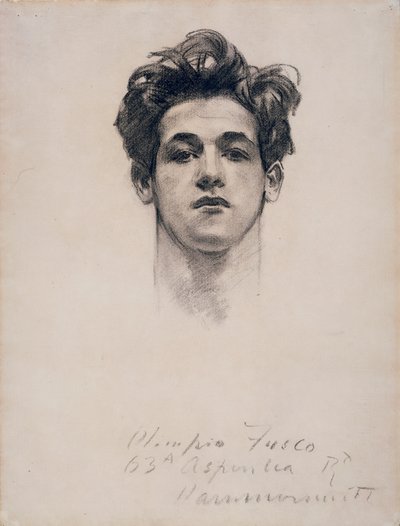 Olimpio Fusco, ca 1900-10 (kol & stubbe på papper) av John Singer Sargent