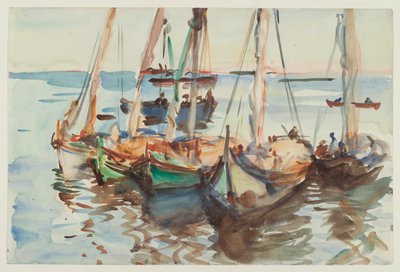Portugisiska båtar, ca 1902-03 (wc på papper) av John Singer Sargent