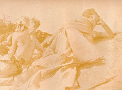 Liggande figurer David i Sauls läger, c1905 av John Singer Sargent