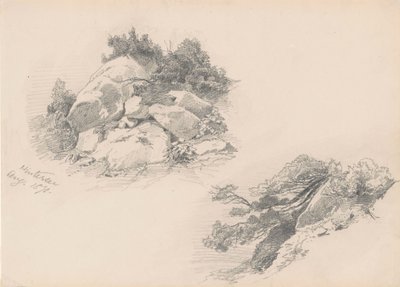 Rocks and Brush, Hintersee, Tyskland, 1871 (grafit på vävpapper) av John Singer Sargent