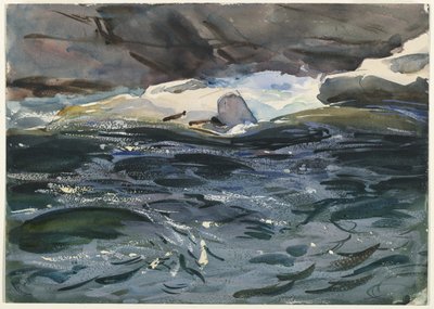 Salmon River, 1901 (ogenomskinlig och genomskinlig wc och grafit) av John Singer Sargent