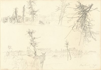 Soldater i ett ödelagt landskap [recto], 1918. av John Singer Sargent