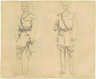 Studier av generalerna Plumer och Haig för "General Officers of World War I" [recto] av John Singer Sargent