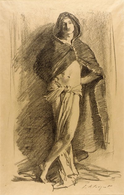 Studie av en ung man (klädd i mantel) av John Singer Sargent