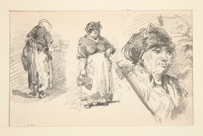 Två stående figurer och ett huvud av John Singer Sargent