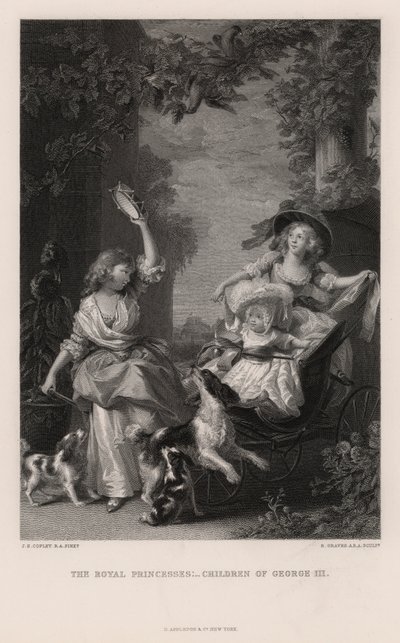 The Royal Princesses: Children of George III (gravyr) av John Singleton (after) Copley