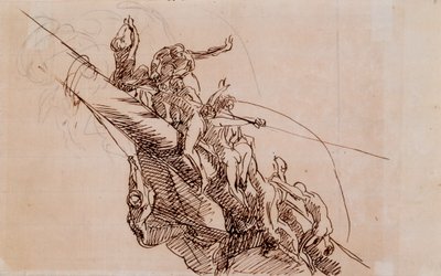 Figurer Clinging to Wreckage, ca 1785-86 (brunt bläck på beige papper) av John Singleton Copley