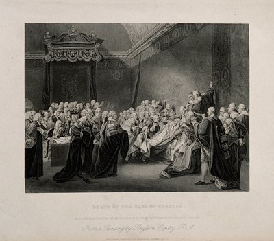 William Pitts, Lord Chathams, död i överhuset i Westminsterpalatset, 1778. Gravyr efter J. Copley, 1779. av John Singleton Copley