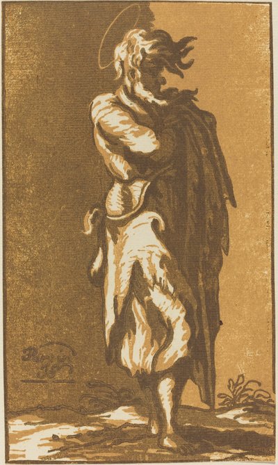 Manlig helgon stående med vikta armar, vänd åt höger av John Skippe after Parmigianino