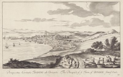En bild av Dundee, Angus, Skottland tecknad 1693 av John Slezer