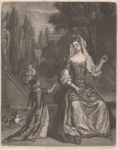 Mor och barn på en terrass av John Smith