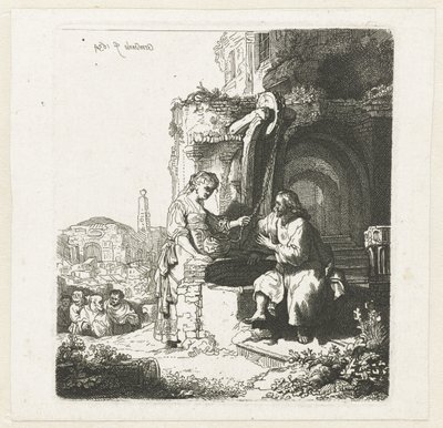Kristus och kvinnan i Samarien bland ruiner av John Smith of Chichester