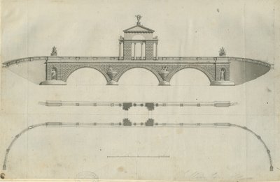 Chillington Park - Proposed Bridge: sepiateckning, nd [1789] (tryck) av John Soane