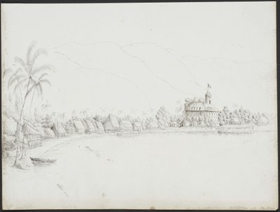 Utsikt över Papeete från hamnen, november 1845 av John Speer