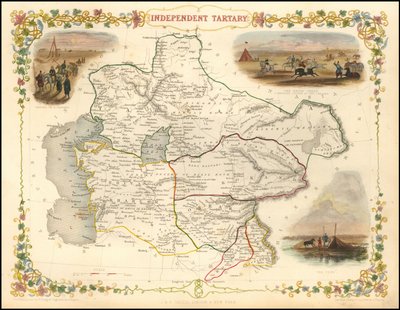 1851 års karta över Oberoende Tartariet av John Tallis av John Tallis