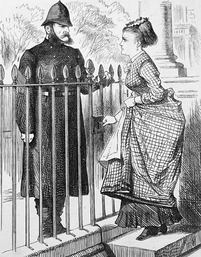 En polis pratar med en ung kvinna av John Tenniel