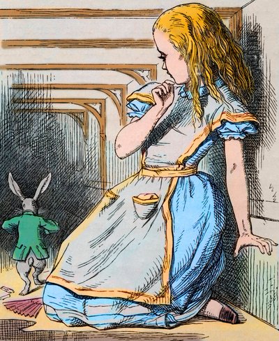 Alice och den vita kaninen. Illustration av John Tenniel från den första upplagan av Lewis Carrolls "Alice