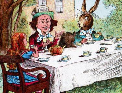 "Alice på den galna hattmakarens teparty", c1910 av John Tenniel
