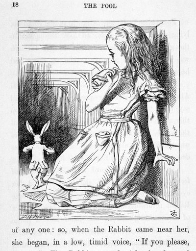 Alice et le rabbit - i "Alices äventyr i Underlandet och genom glasögonen"" av Lewis Carroll, ill. John Tenniel (1820-1914) av John Tenniel