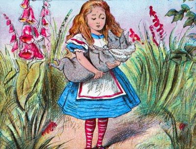 Alice håller en gris i famnen., c1910. av John Tenniel