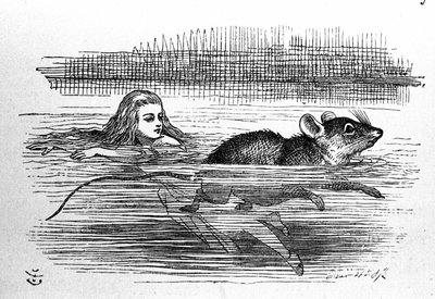 Alice i Underlandet av Lewis Carroll (E. Dodgson). Illustration av den första upplagan av Tenniel av John Tenniel