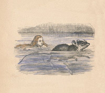 Alice simmar med en mus i en pool, 1889 av John Tenniel