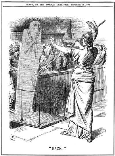 Britannia håller tillbaka kolera i brittiska hamnar, 1892 av John Tenniel