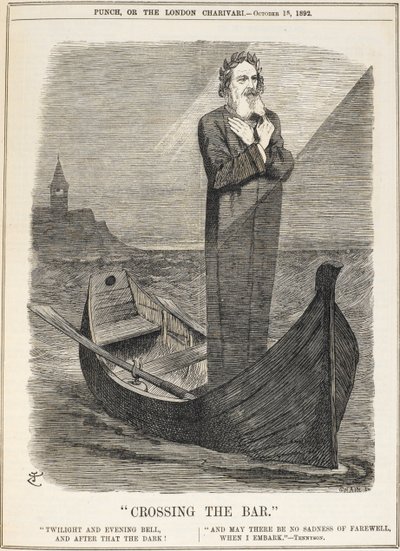 "Crossing the Bar" blev en av Alfred, Lord Tennysons mest kända dikter. Denna minnestecknade serie publicerades kort efter Tennysons död av John Tenniel