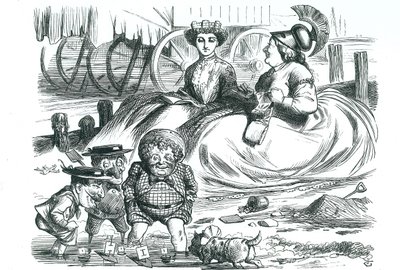 Frankrike och Storbritannien tittar på barnen (John Bull, Mr Punch och Napoleon III). Detta år markerade 50 år av fred mellan Frankrike och Storbritannien och början på Entente Cordiale. John Tenniel tecknad från 