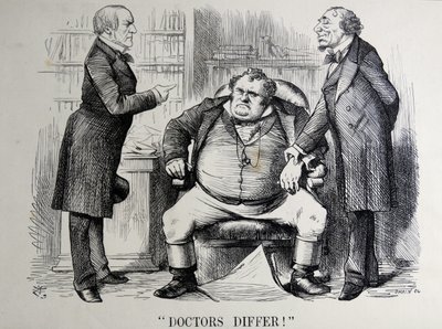 Politisk satir föreställande William Ewart Gladstone, Benjamin Disraeli och John Bull av John Tenniel