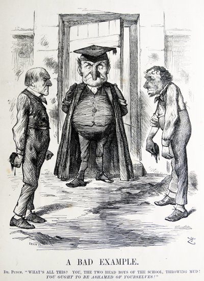 Politisk satir föreställande William Ewart Gladstone och Benjamin Disraeli av John Tenniel