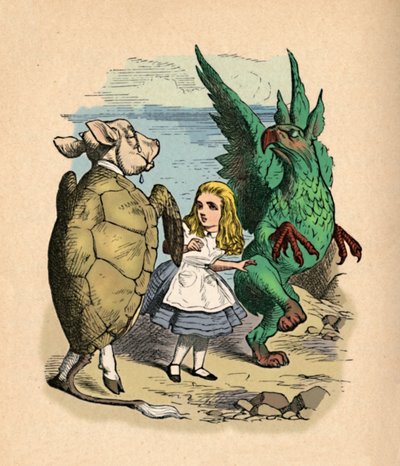 Den falska sköldpaddan, Alice och Gryphon, 1889 av John Tenniel