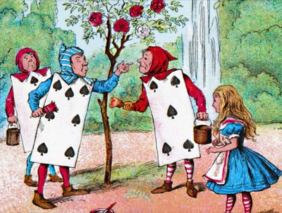 Spelkorten som målar rosenbuskarna, c1910 av John Tenniel