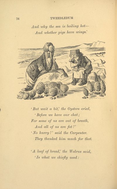 Valrossen och snickaren med ostron. av John Tenniel