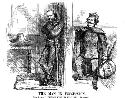Victor Emmanuel II knackar på dörren till Neapel, 1861 av John Tenniel