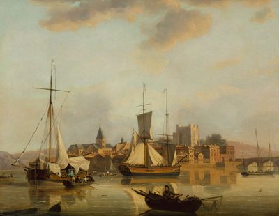 En utsikt över Rochester med frakt (olja på panel) av John Thomas Serres